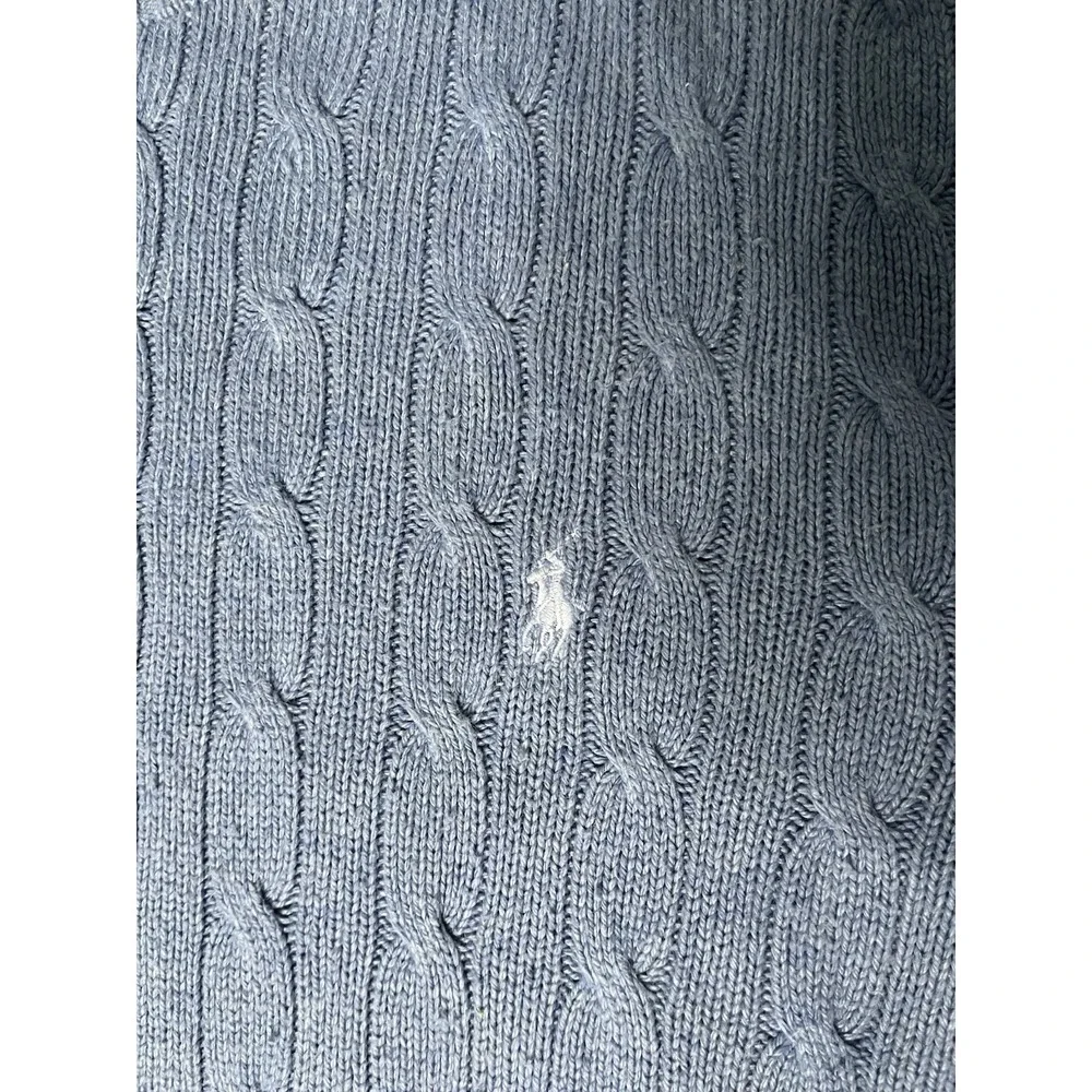 Polo Ralph Lauren 100% Silk Cableknit Sweater Men's 3XLT Periwinkle Blue Preppy